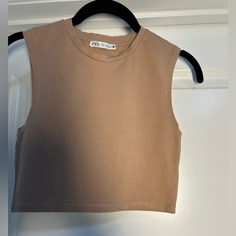 Zara Beige Sleeveless Crop Top